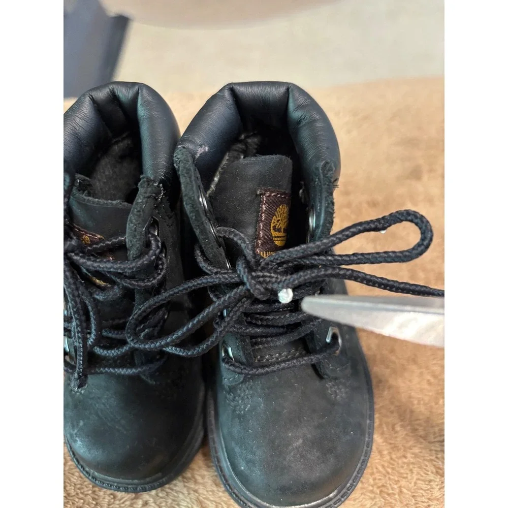 Timberland Waterproof Leather Ankle Boots  classic Black Toddler‎ Size 4 EUC